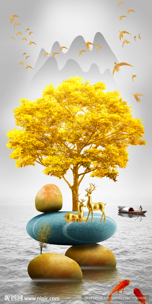 玄关 金色山麋鹿