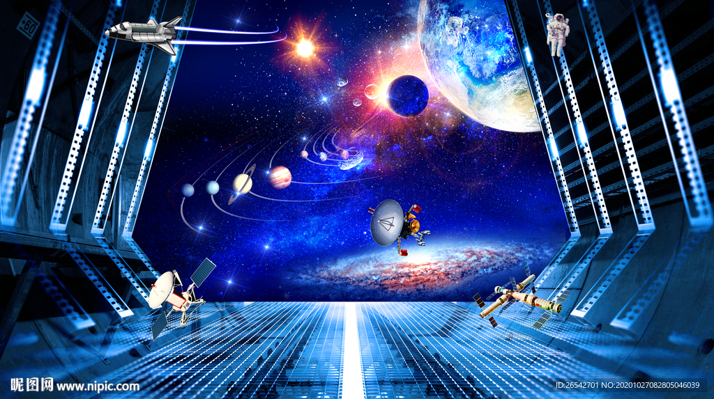 宇宙星空星球银河3D立体画