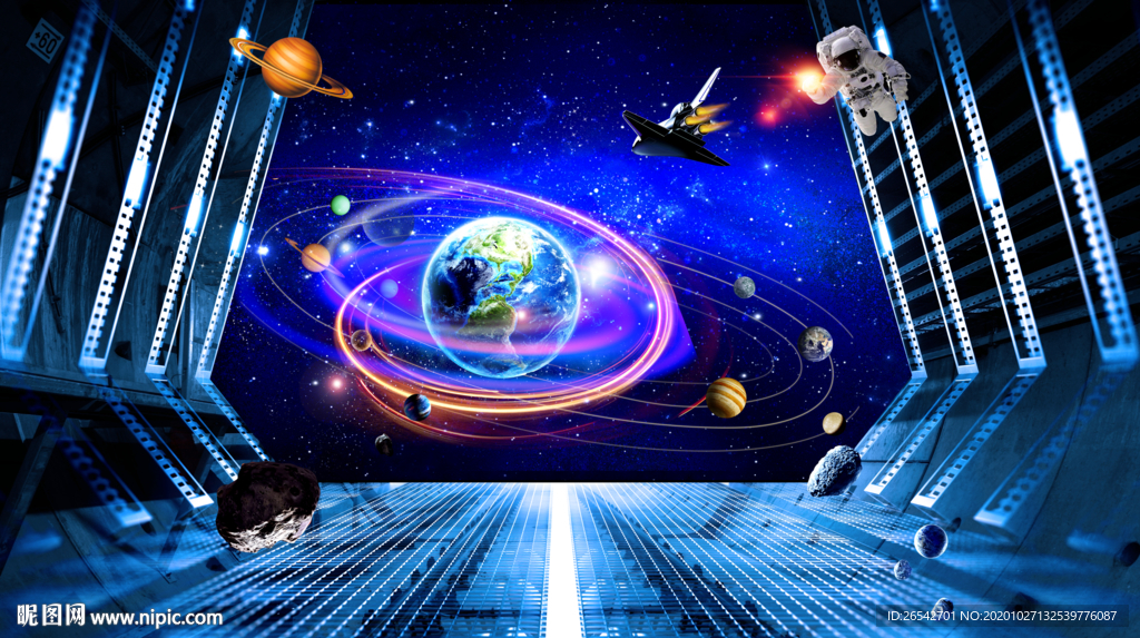 3d宇宙星空地板地贴地画