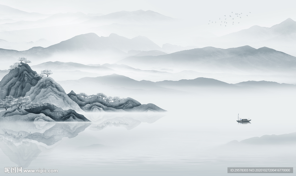 中国风山水高清背景 TIF分层