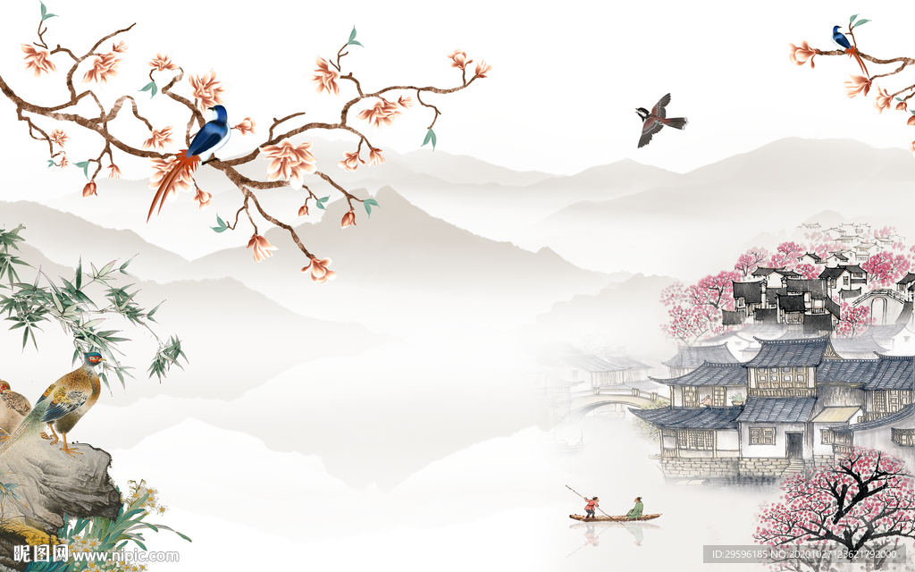 最新高档山水画 tif分层