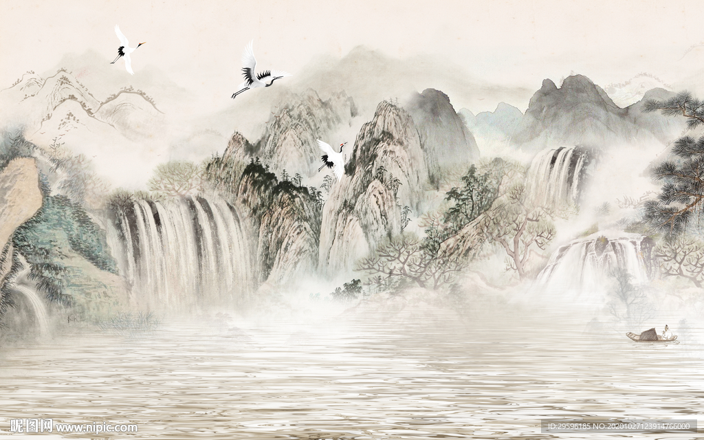 简约新高档山水画 tif分层