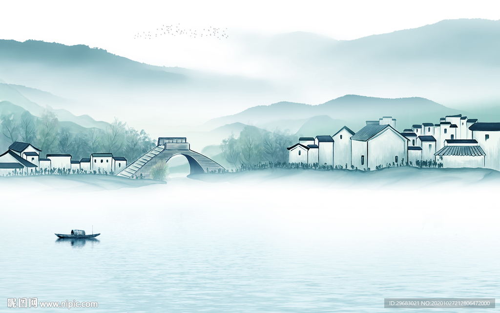 最新背景新山水画 tif分层