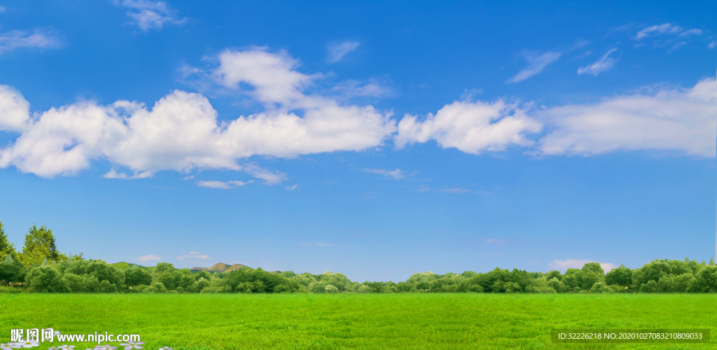 蓝天白云草地背景