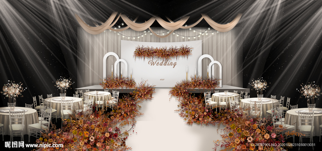 香槟简约韩式婚礼效果图