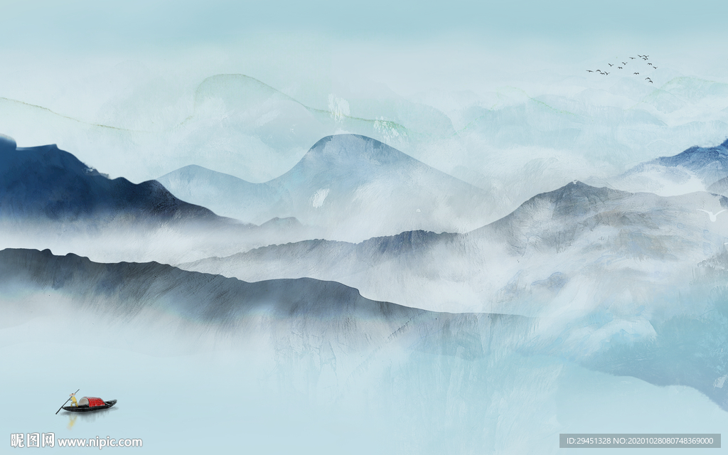 高清 新轻奢山水画 tif分层