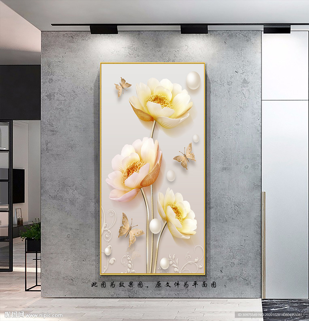 3D立体花卉玄关画