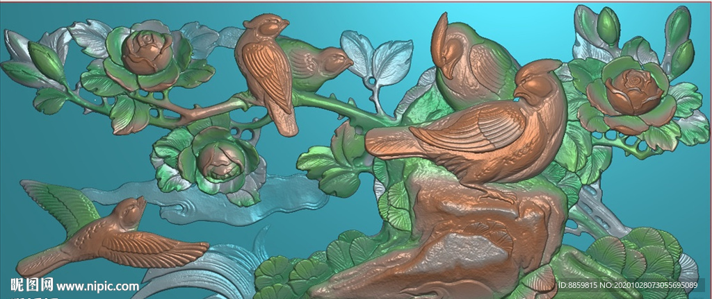 扫描图 新款 花鸟 兰花 精雕