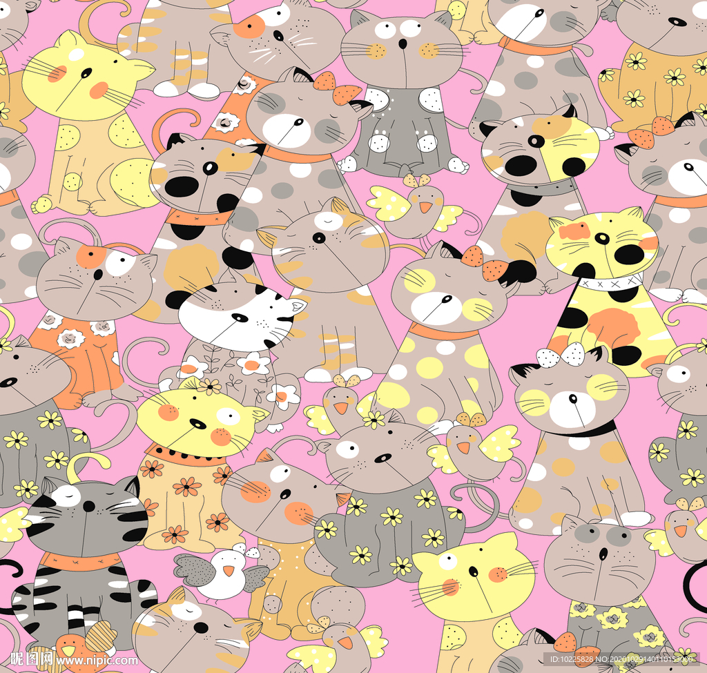 猫咪 无缝印花