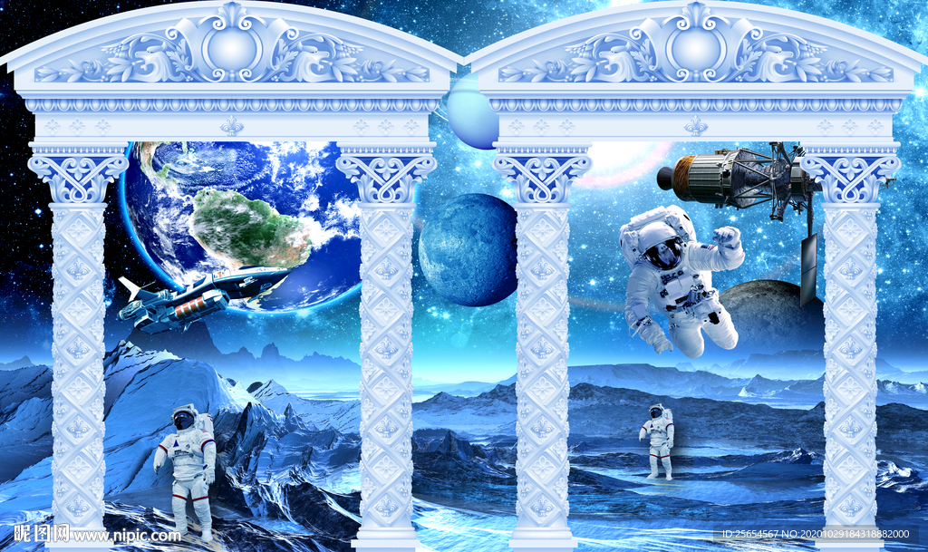 3D宇宙星空电视背景墙