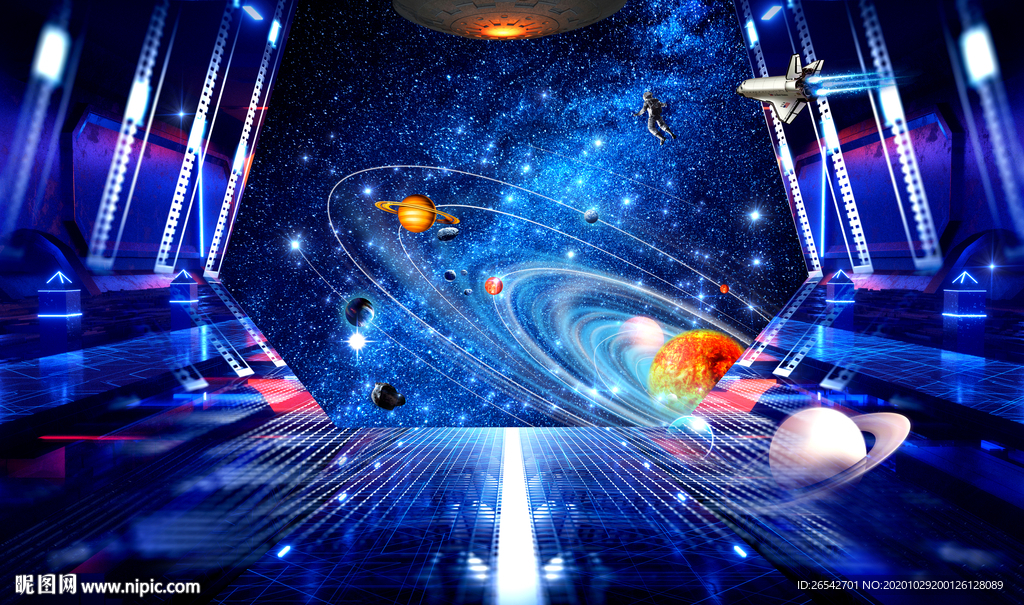 3d宇宙星空地板地贴地画