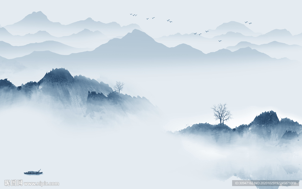 最新轻奢山水画 TIF分层