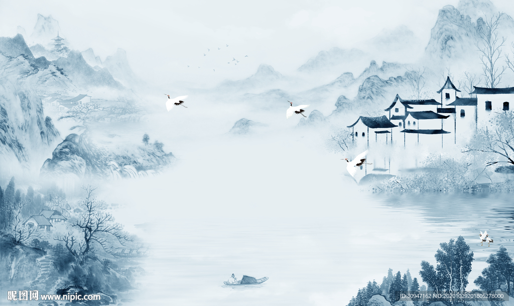 江南轻奢山水画 TIF分层