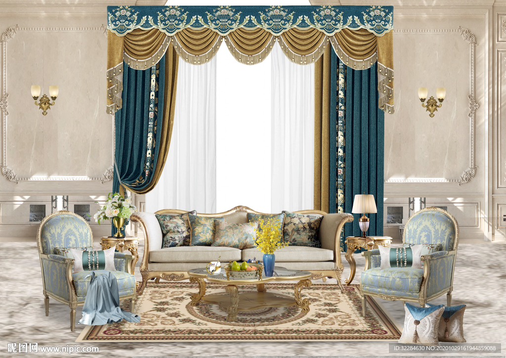 欧式窗帘软装搭配图