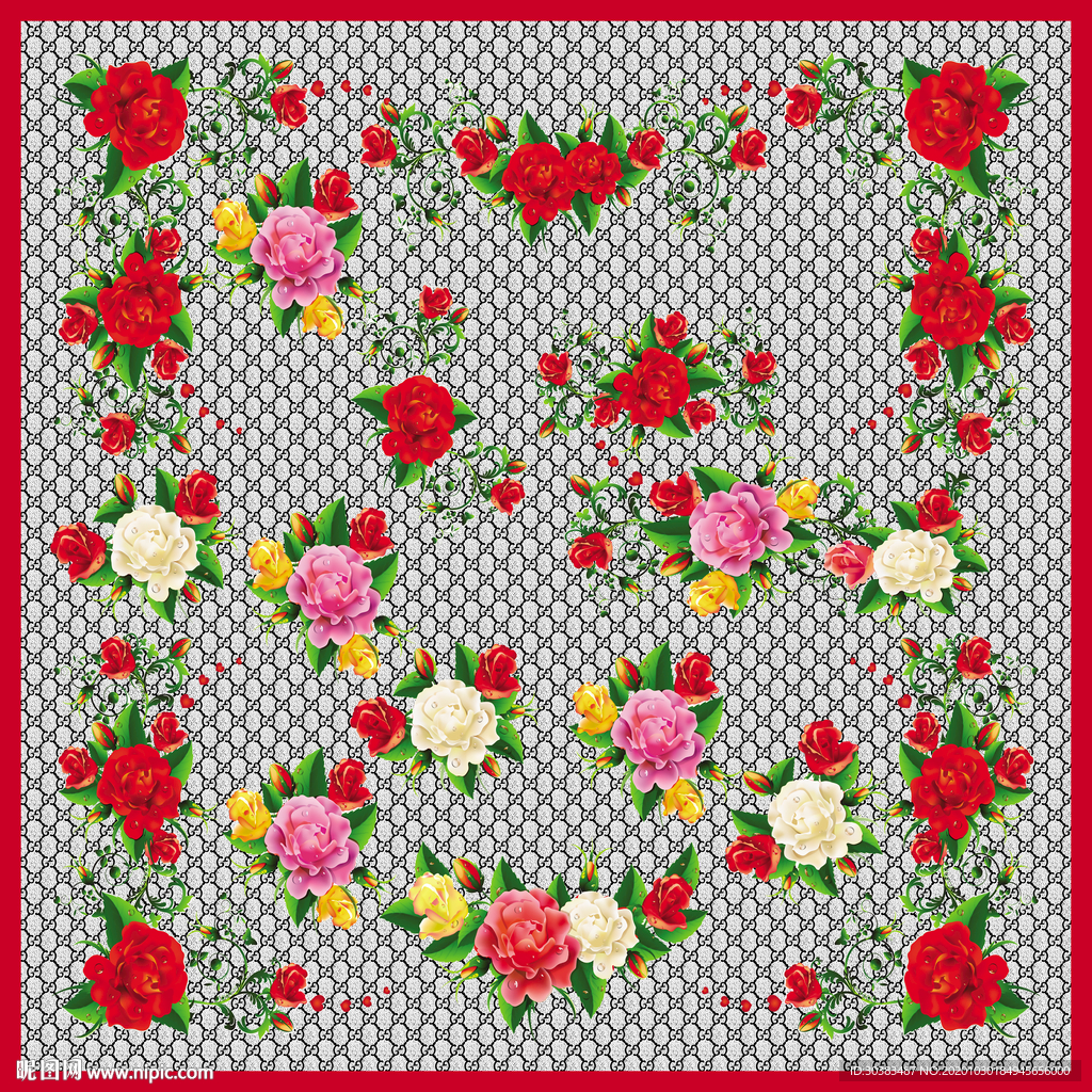 大牌花朵方巾分层新款