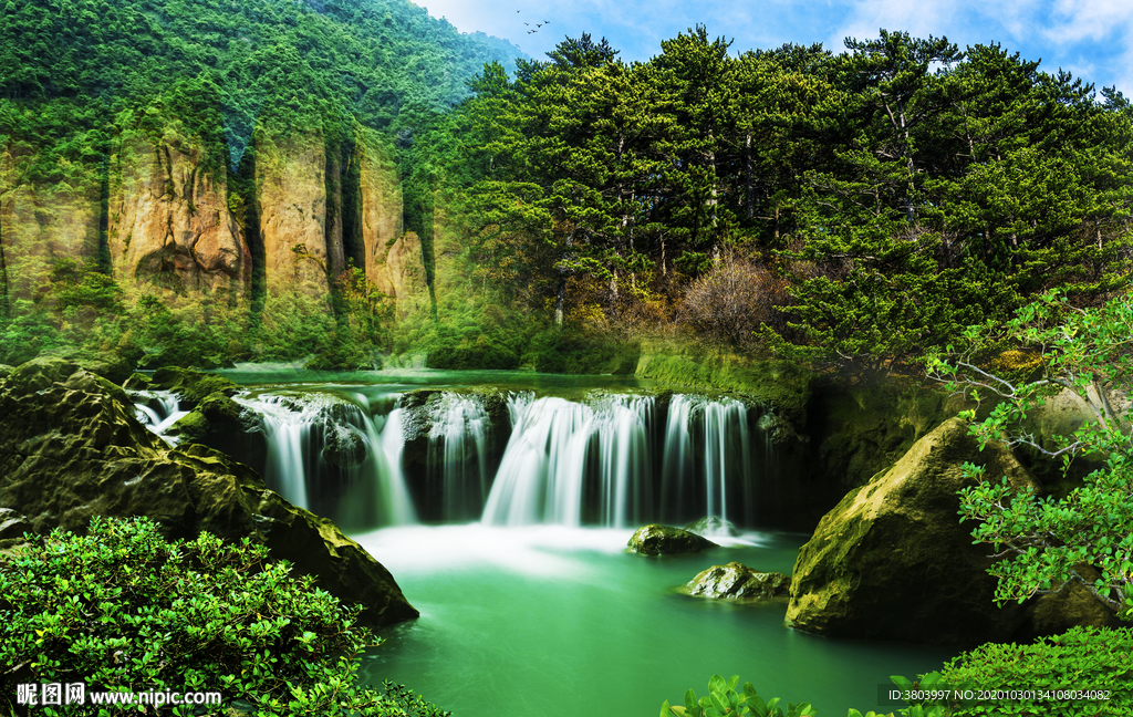 山水风景画 流水生财