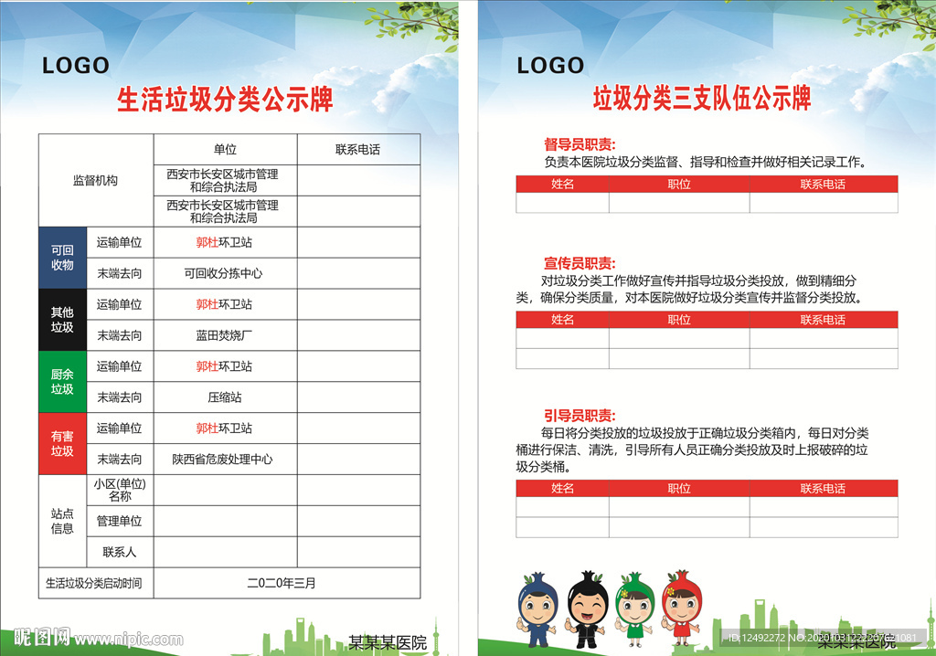 医院垃圾公示牌