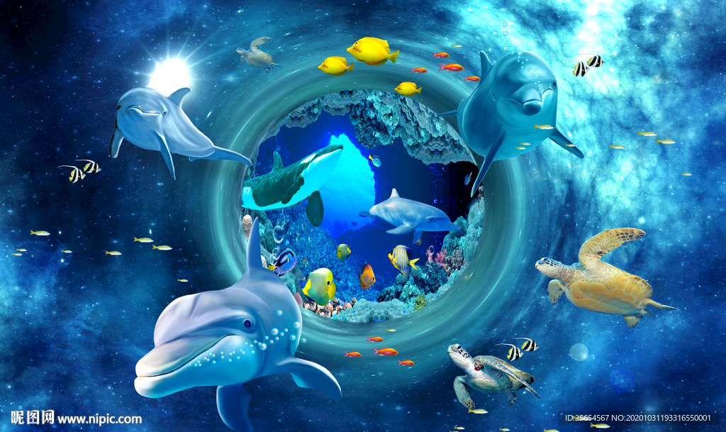 海底世界3d电视背景墙