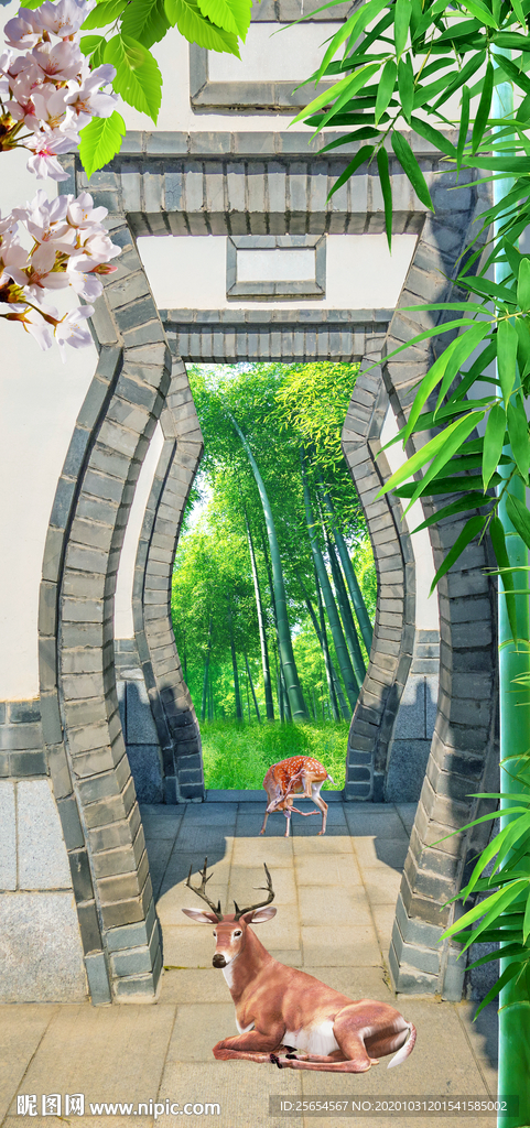 3D树林玄关壁画
