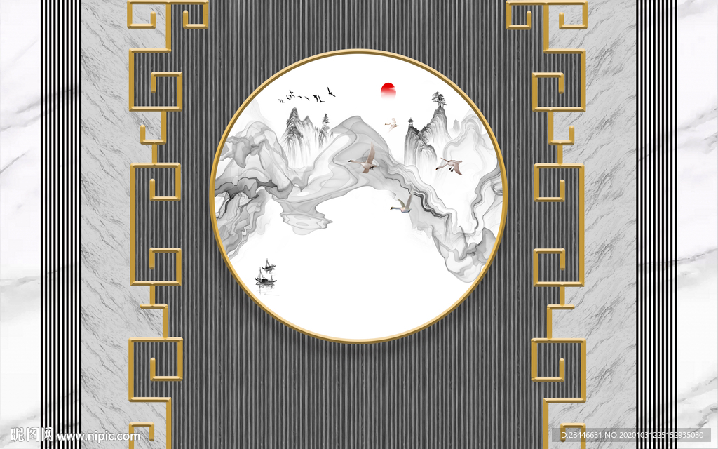 新中式背景墙
