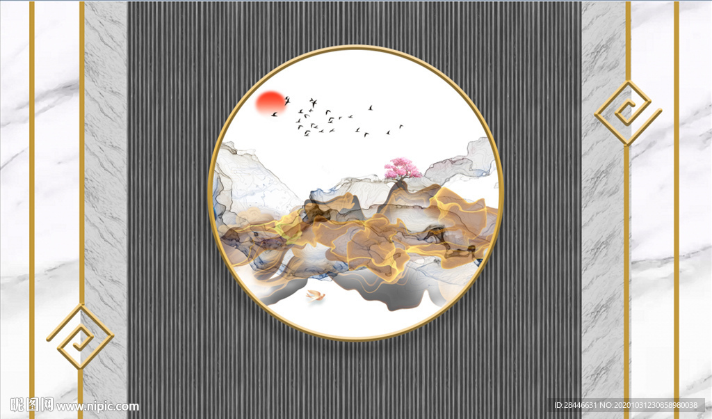 新中式背景墙