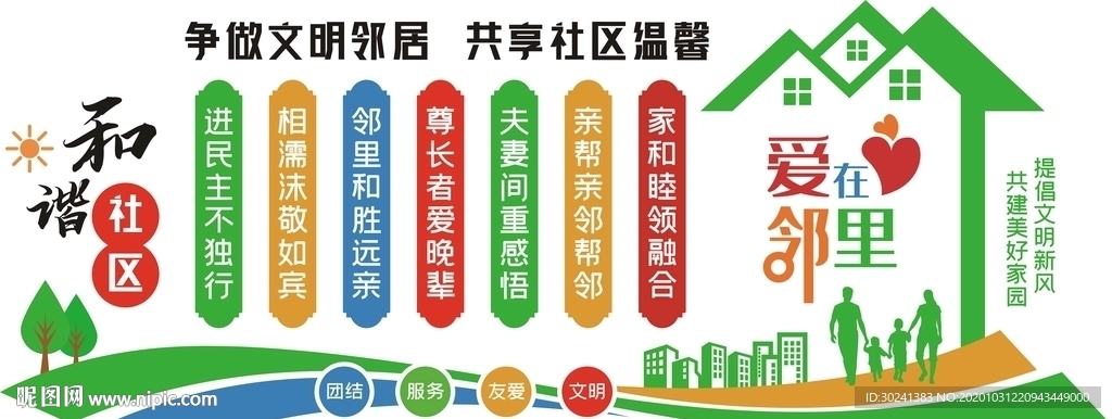 文明和谐社区文化墙