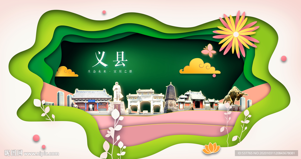 义县绿色生态宜居自然城市海报