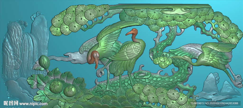 扫描图 新款 花鸟 松鹤 精雕
