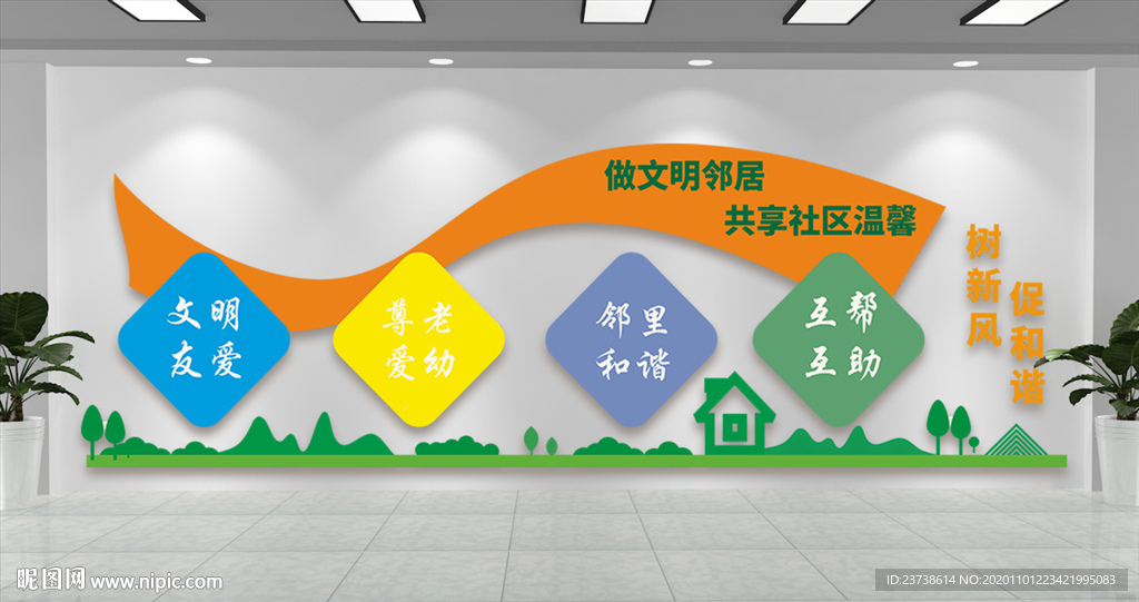 邻里关系和谐社区文化墙