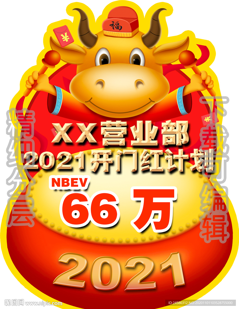 2020牛年开门红地贴