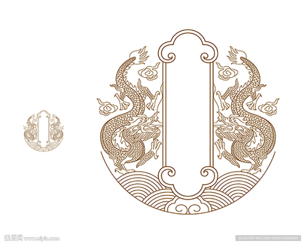 精细 龙 水 图标 金属牌