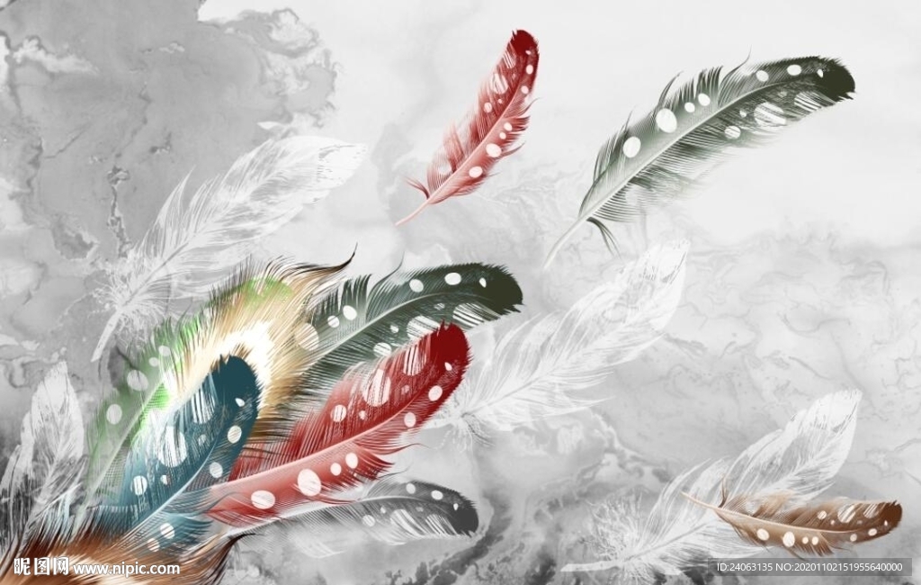 北欧抽象羽毛背景墙壁画