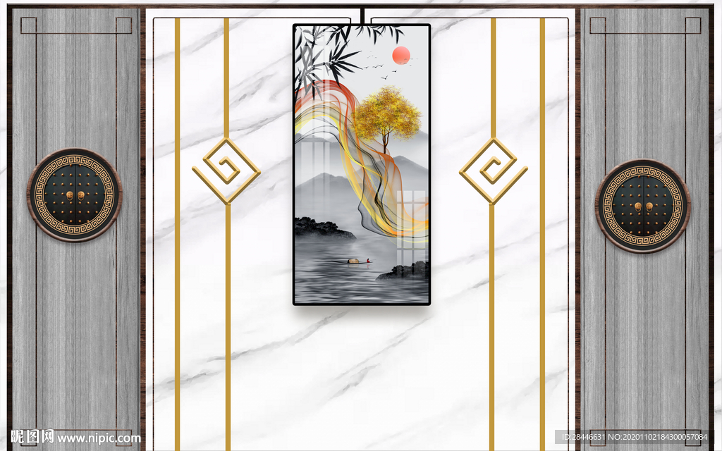 新中式背景墙