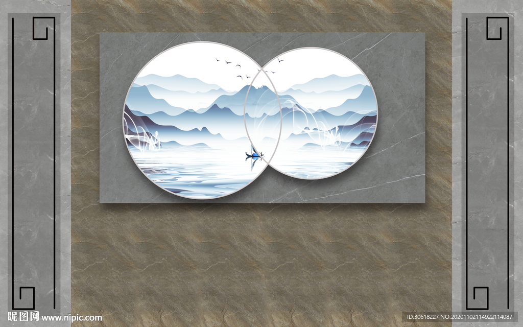 组合岩板背景墙装饰画