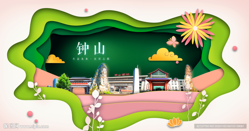 钟山绿色生态宜居自然城市海报