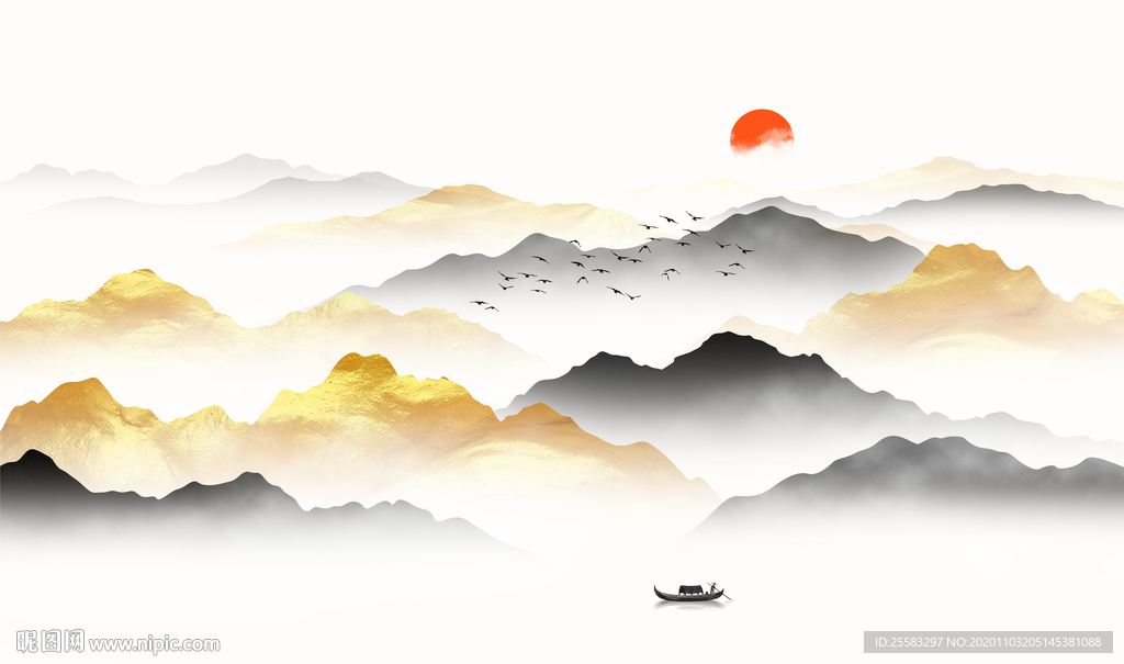 金色轻奢山水