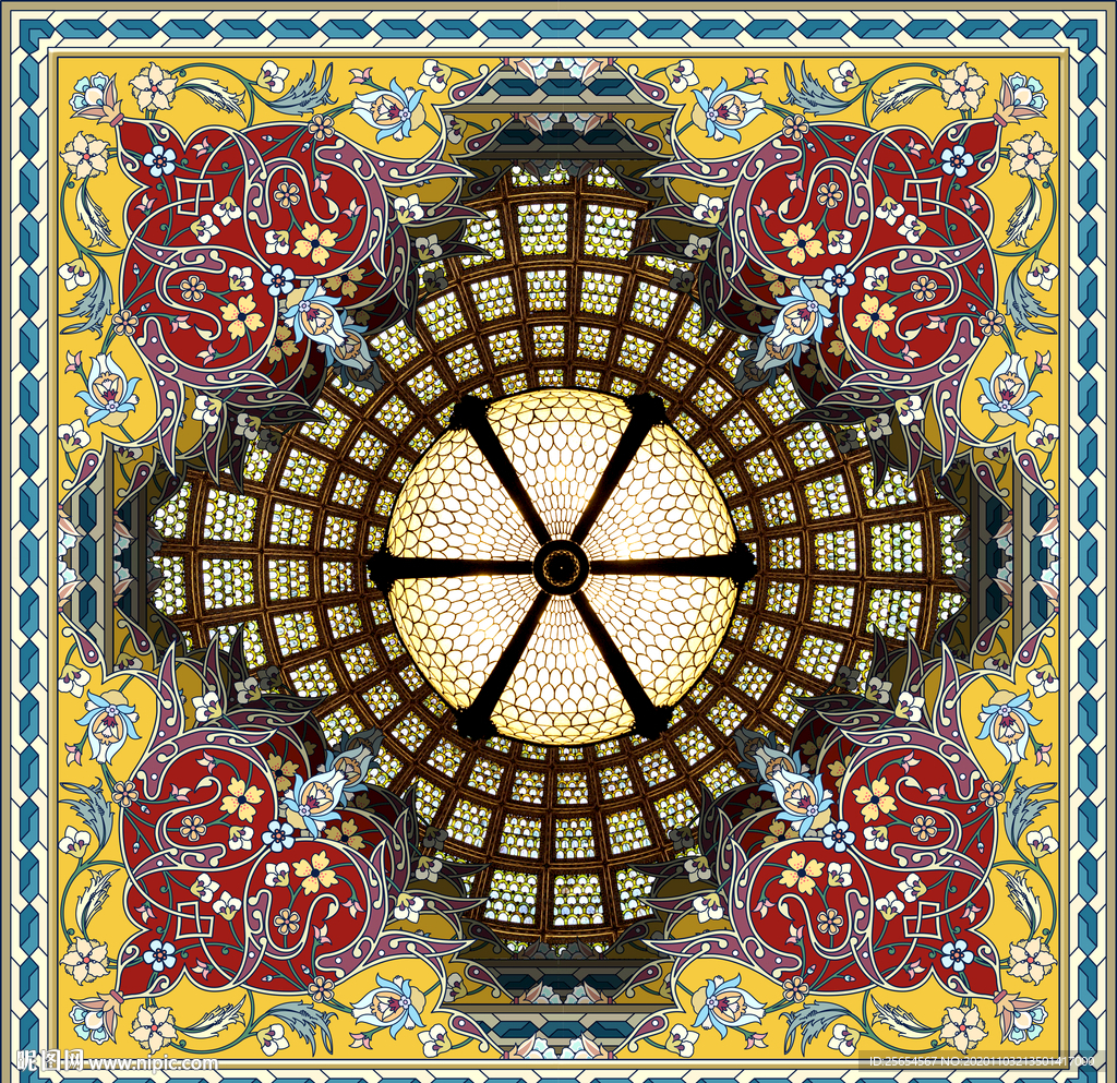 花纹图案天顶壁画天花板壁纸