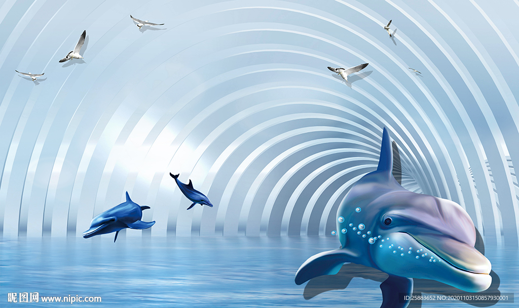 海底世界3D电视背景墙