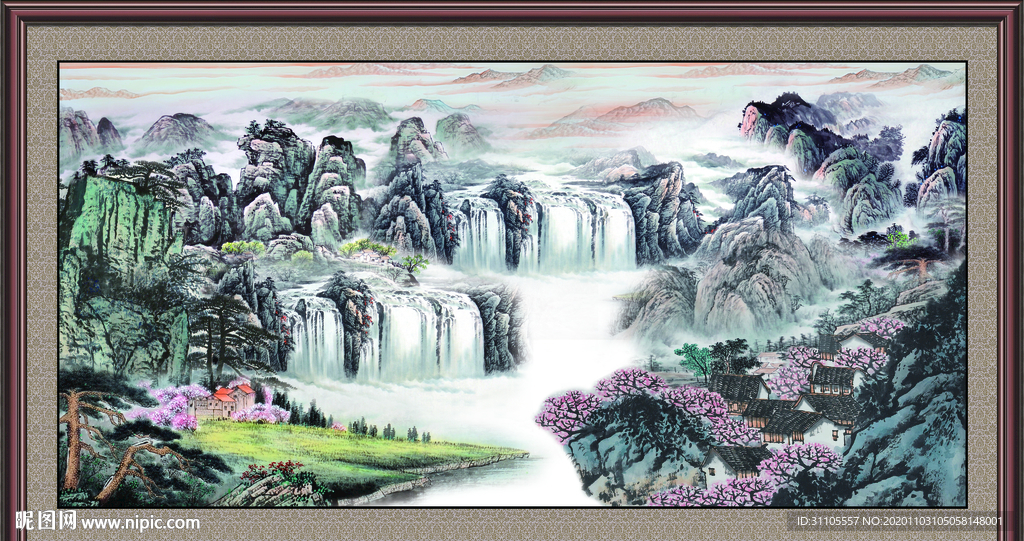 聚宝盆山水画