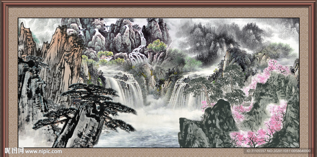 聚宝盆山水画