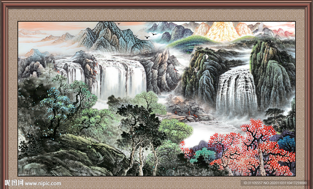 聚宝盆山水画