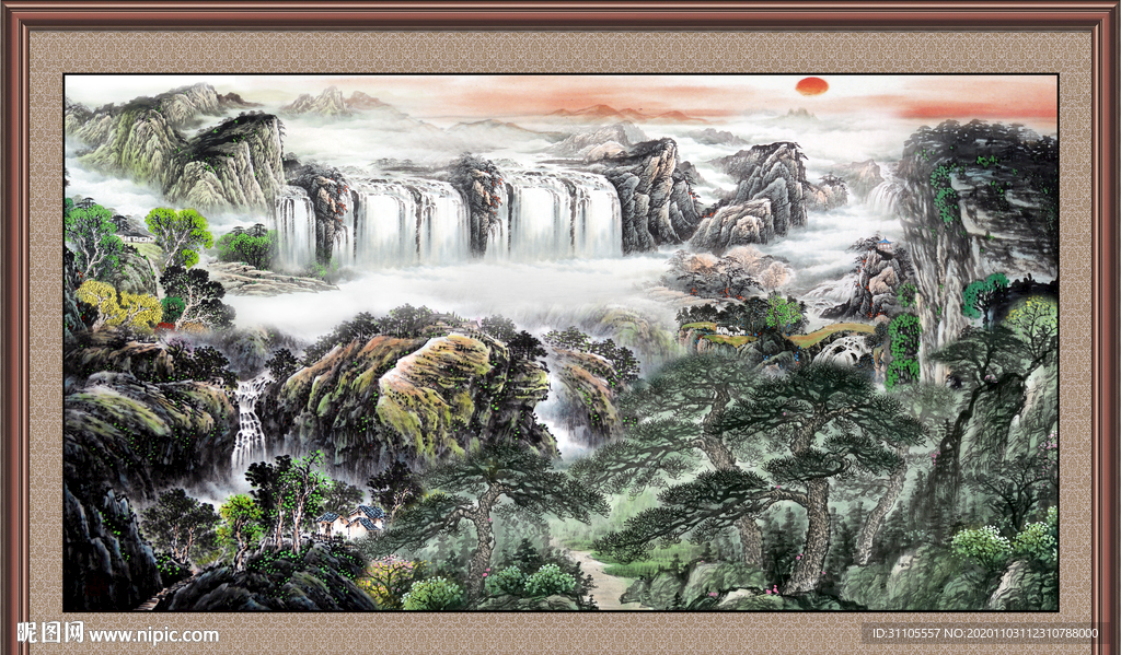 聚宝盆山水画