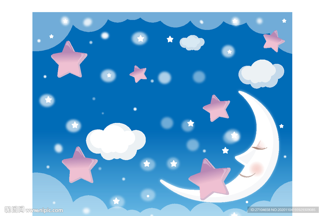 儿童房卡通月亮星星背景墙吊顶图