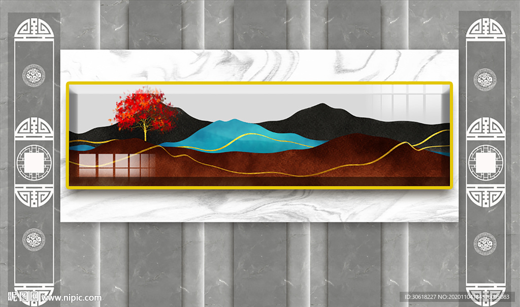 新中式背景墙