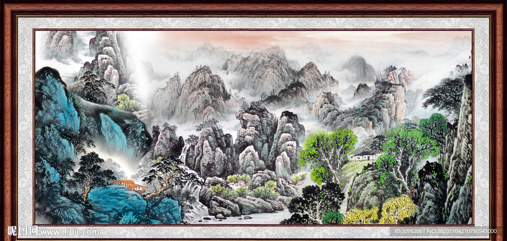 聚宝盆山水画