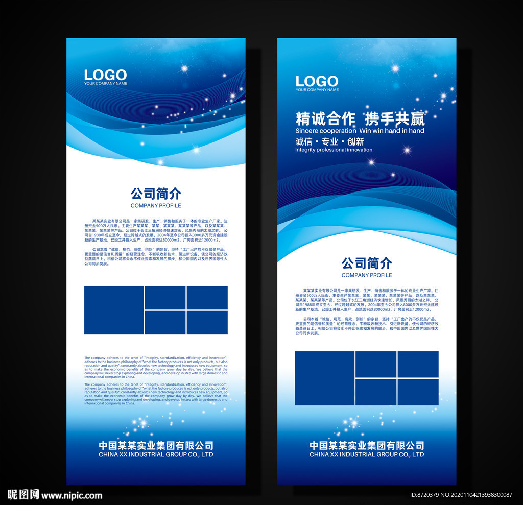 蓝色展架 企业展架 公司展架