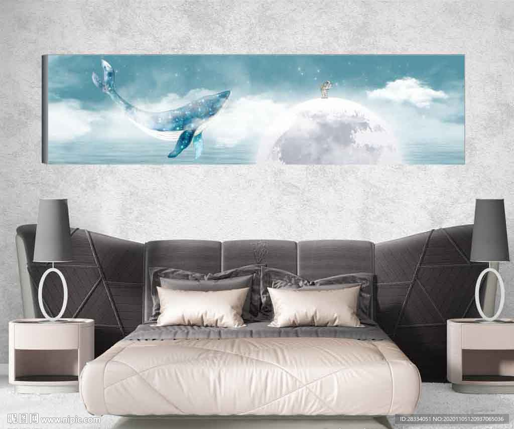 北欧风儿童房宇航员床头装饰画