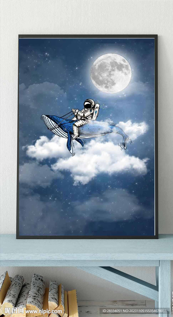 北欧风抽象太空宇航员玄关装饰画