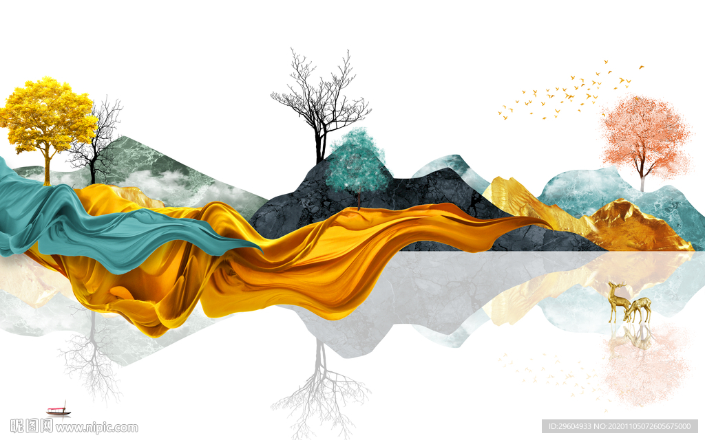 欧式轻奢新无框画 tif分层