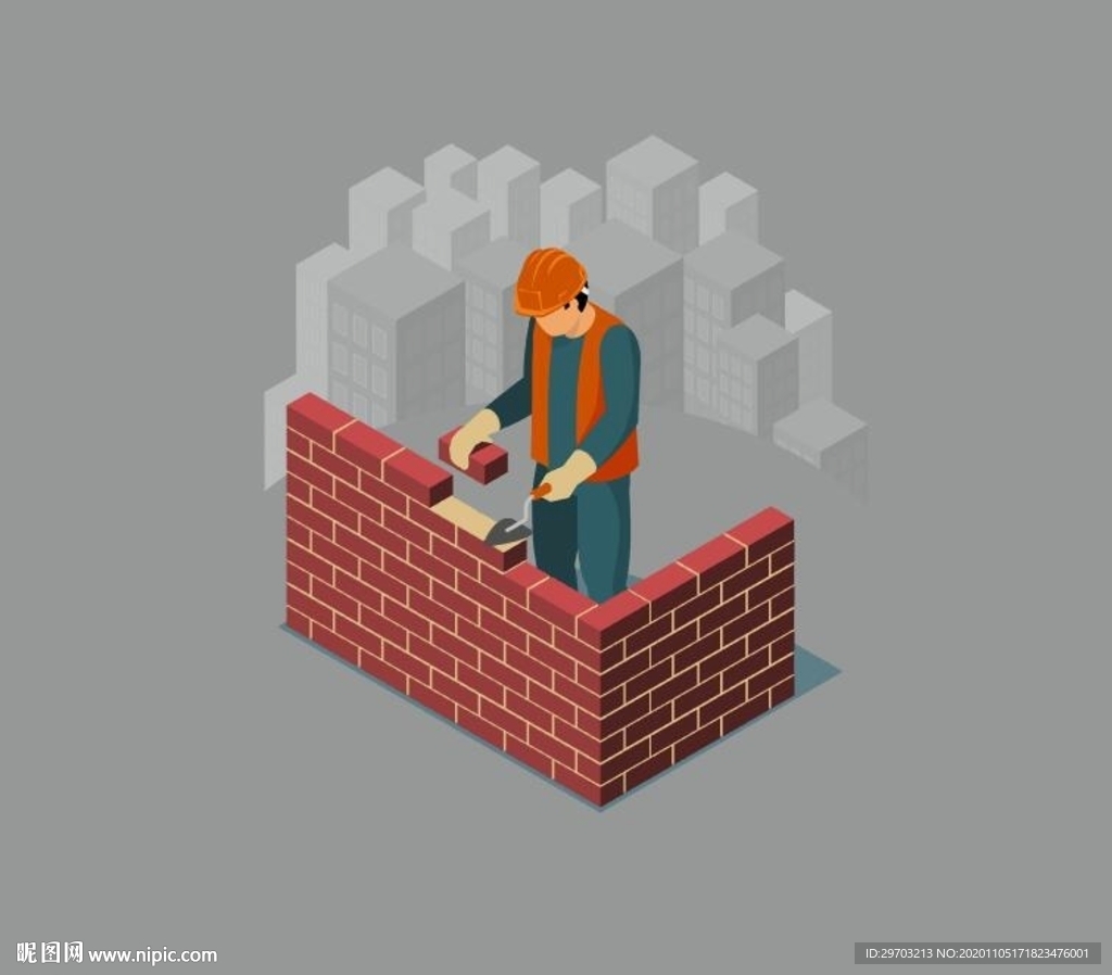 卡通砌砖工